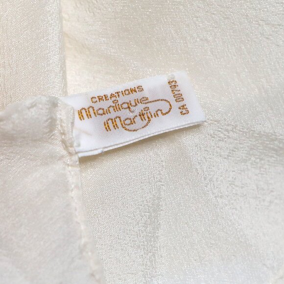 Vintage Monique Martin Silk Cream Neck Scarf Made in Japan Clean Girl Minimalist - Picture 5 of 8